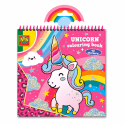 SES Creative Unicorn colouring book, Boy/Girl, Stickers included, Coloring picture set