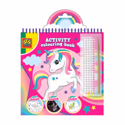 SES Creative Activity colouring book glitter 3 in 1 - 3 activities in 1 colouring book, Age 3+, Children's coloring book, 3 y ...