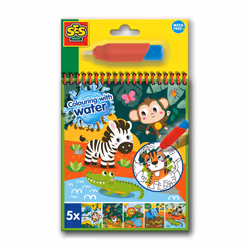 SES Creative 00131 Colour with Water Safari Colouring Book - Includes Reusable Water Pen - Mess-Free Colouring - Reusable Pag ...