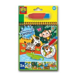 SES Creative 00131 Colour with Water Safari Colouring Book - Includes Reusable Water Pen - Mess-Free Colouring - Reusable Pages