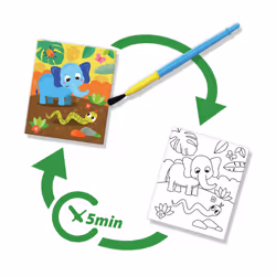 SES Creative 00131 Colour with Water Safari Colouring Book - Includes Reusable Water Pen - Mess-Free Colouring - Reusable Pages