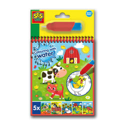 SES Creative 00132 Colour with Water Farm Colouring Book - Includes Reusable Water Pen - Mess-Free Colouring - Reusable Pages