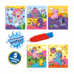 SES Creative 00133 Colour with Water Fantasy Colouring Book - Includes Reusable Water Pen - Mess-Free Colouring - Reusable Pages