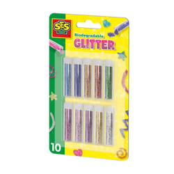 SES Creative 00252 Biodegradable Glitter - 10 Colours of Glitter - Crafting Glitter - Biodegradable