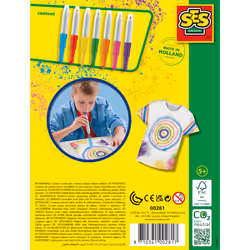 SES Creative Blow airbrush pens - Textile - 7 bright colours, Make beautiful colour transitions, Age 5+