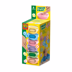 SES Creative 00397 Pastel Finger Paint - Pastel Orange, Blue, Pink, Lilac, Green, and Yellow - Soft Colours - 6 Pots x 45ml, ...