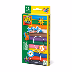 SES Creative Infinity modeling clay - 12 pack (180gr) - Does not dry out, Age 3+, Modeling clay, Multicolour, Child, 12 pc(s) ...