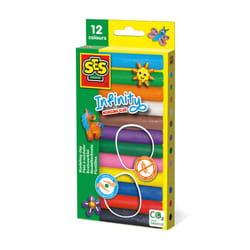 SES Creative Infinity modeling clay - 12 pack (180gr) - Does not dry out, Age 3+