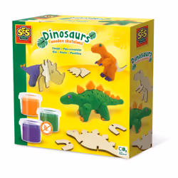 SES Creative Dough - Dinosaurs wooden skeletons, Modeling dough, Multicolour, Child, 3 colours, 3 yr(s), 12 yr(s)