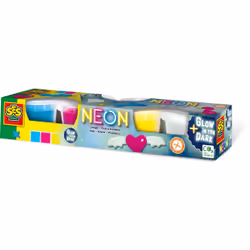 SES Creative Neon and Glow in the dark play dough 4x90gr, Modeling dough, Blue, Pink, Yellow, Child, 3 colours, 2 yr(s), 12 y ...
