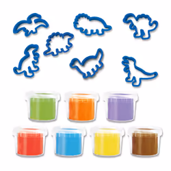 SES Creative 00503 Dino Clay Mega Set - with 7 Dinosaur Clay Moulds - 7 Colours of Clay - Gluten-Free - Vegan