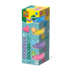 SES Creative Feel good dough - Sparkle (4x90gr), Modeling dough, Blue, Pink, Purple, Yellow, Child, 4 pc(s), Plastic pot, Boy ...