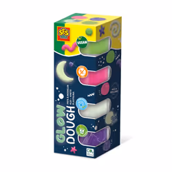 SES Creative Feel good dough - Glow (4x90gr), Modeling dough, Green, Pink, Purple, White, Child, 4 pc(s), Plastic pot, Boy/Gi ...