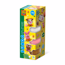SES Creative FunDo dough - Farm animals (3x90gr-1x40gr), Modeling dough, Brown, Orange, Pink, White, Child, 6 pc(s), Plastic ...
