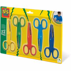 SES Creative Zigzag scissors, Child, Figure cut, Set, Blue, Cyan, Green, Red, Yellow, Stainless steel, Art & Craft scissors