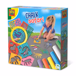 SES Creative Playground chalk safari - Powerful colours chalk, Sturdy plastic templates, Stimulates outdoor play, Age 3+, Chi ...
