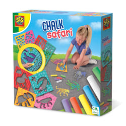 SES Creative Playground chalk safari - Powerful colours chalk, Sturdy plastic templates, Stimulates outdoor play, Age 3+
