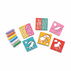 SES Creative Playground chalk safari - Powerful colours chalk, Sturdy plastic templates, Stimulates outdoor play, Age 3+