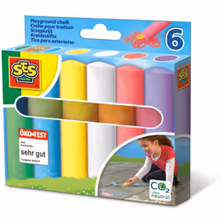 SES Creative Playground chalks 6 pack, Blue, Green, Pink, Violet, White, Yellow, 2 yr(s), 12 yr(s), Child, Netherlands, 125 m ...