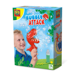 SES Creative Bubble dino attack - Lots of bubbles, Super strong soap solution, Suitable for all bubble products, Cool biting dinosaur, Easily washable, Age 3+