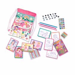 SES Creative 02401 5 Activities Travel Bag - Creative Craft Kit for Kids Aged 3+ - Make Bracelets - Colouring - Stickering - Crafting on the Go - Decorate Your Own Bag - Includes Fun and Engaging Projects - Perfect for On-the-Go Entertainment