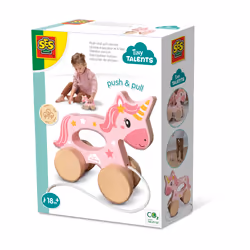 SES Creative Tiny Talents Push and pull 2 in 1 wooden unicorn, 18 month(s), 4 wheel(s), Beige, Pink