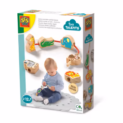 SES Creative Tiny Talents Wooden lacing beads animals, 1 yr(s), Wood, Multicolour