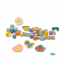 SES Creative Tiny Talents Wooden building blocks dinos - 50pcs bucket