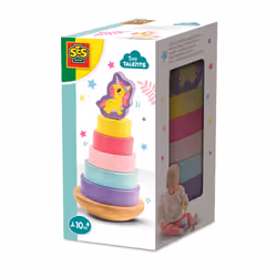 SES Creative Tiny Talents Wooden stacking tower unicorn, Wood, Multicolour