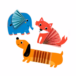 SES Creative Zig zag origami animals - Pre-printed origami paper for easy folding technique, Age 3+