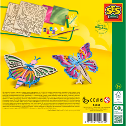 SES Creative Decorate wooden butterflies - Inspired by nature, Real wood, Stimulate constructive insight, Stimulate creativity, Age 5+