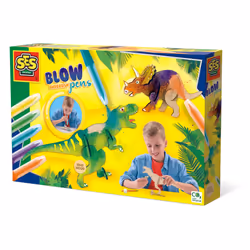 SES Creative Blow airbrush pens - Dinosaurs, Marker airbrush, 5 yr(s), Cardboard, Multicolour