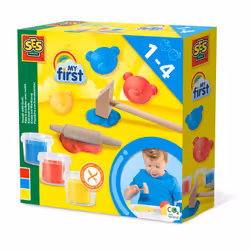 SES Creative My First - Dough with tools 3x90gr, Modeling clay, Blue, Red, Yellow, Child, 5 pc(s), Plastic pot, 3 colours