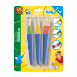 SES Creative My First 14440 - 3 Safe Plastic Baby Brushes - Unbreakable, Easy Grip for Little Hands - Flat, Round, and Point ...