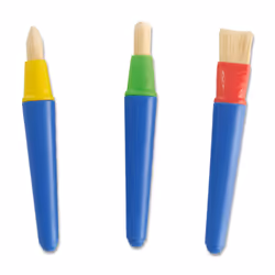 SES Creative My First 14440 - 3 Safe Plastic Baby Brushes - Unbreakable, Easy Grip for Little Hands - Flat, Round, and Point Brush