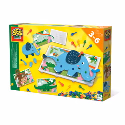 SES Creative Mosaic peg board animal puzzles - 100 coloured mosaic pins, Age 3+, 3 yr(s), Boy/Girl, Child, Crocodile, Elephan ...