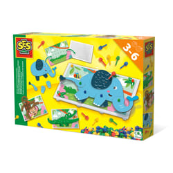 SES Creative Mosaic peg board animal puzzles - 100 coloured mosaic pins, Age 3+