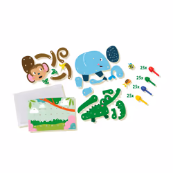 SES Creative Mosaic peg board animal puzzles - 100 coloured mosaic pins, Age 3+