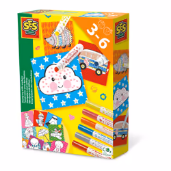 SES Creative Stamping with markers, Blue, Grey, Orange, Pink, Red, Yellow, Round, Figured tip, 3 yr(s), 6 yr(s), Child