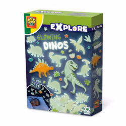 SES Creative Glowing dinos - Glow in the dark, Cool dino themed bedroom decoration, Age 5+, Cardboard, Multicolour, Dinosaur, ...