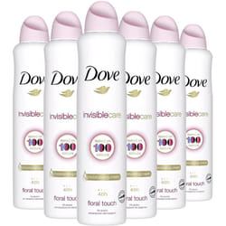 Dove Invisible Care Anti Perspirant Deodorant Spray For Women, Long Lasting Protection, Leaving No Marks, For A Clean And Fresh Fragrance Bulk Pack (6