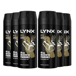 Lynx Body Spray Deodorant, Gold, 6 Pack, 150ml