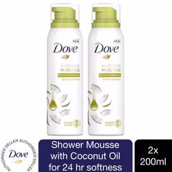 2 Pack Dove Shower Mousse with Coconut Oil for 24H Softness, 200ml