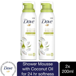 2 Pack Dove Shower Mousse with Coconut Oil for 24H Softness, 200ml