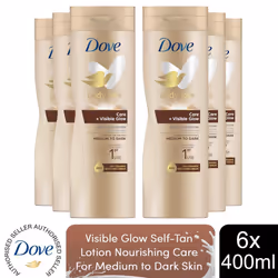Dove Visible Glow Self-Tan Lotion For Medium-Dark Skin, 6x400ml