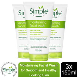 Simple Kind to Skin Moisturising Face Wash 150ml - Buy 3