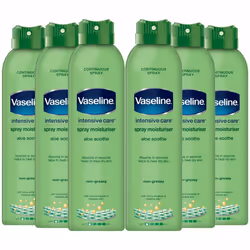Vaseline Intensive Care Spray Moisturizer, Aloe Soothe, 6 Pack, 190ml