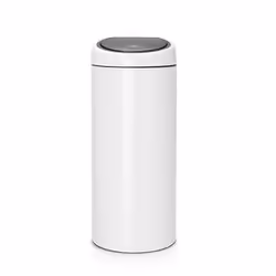 Brabantia Touch Bin, 30L, 30 L, Round, Plastic, Stainless steel, White, Manual, Stainless steel