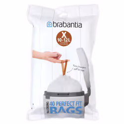 Brabantia Perfectfit Bags, Dispenser,X,10-12L,40pcs, White, 10 L/Size X