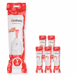 Brabantia PerfectFit Trash Bags Size Y53 gal Thick Plastic Trash can Liners with Drawstring Handles 120 Bags